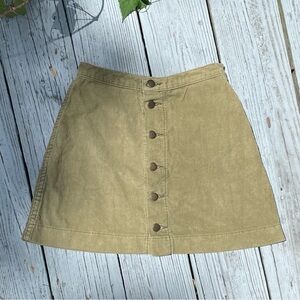 Vintage Light Olive A-Line High Waist Corduroy Skirt American Apparel Size S